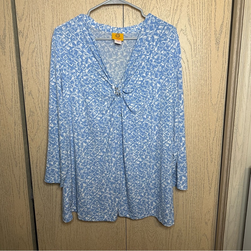 Ruby Rd Blue Blouse 1X - Picture 2 of 9